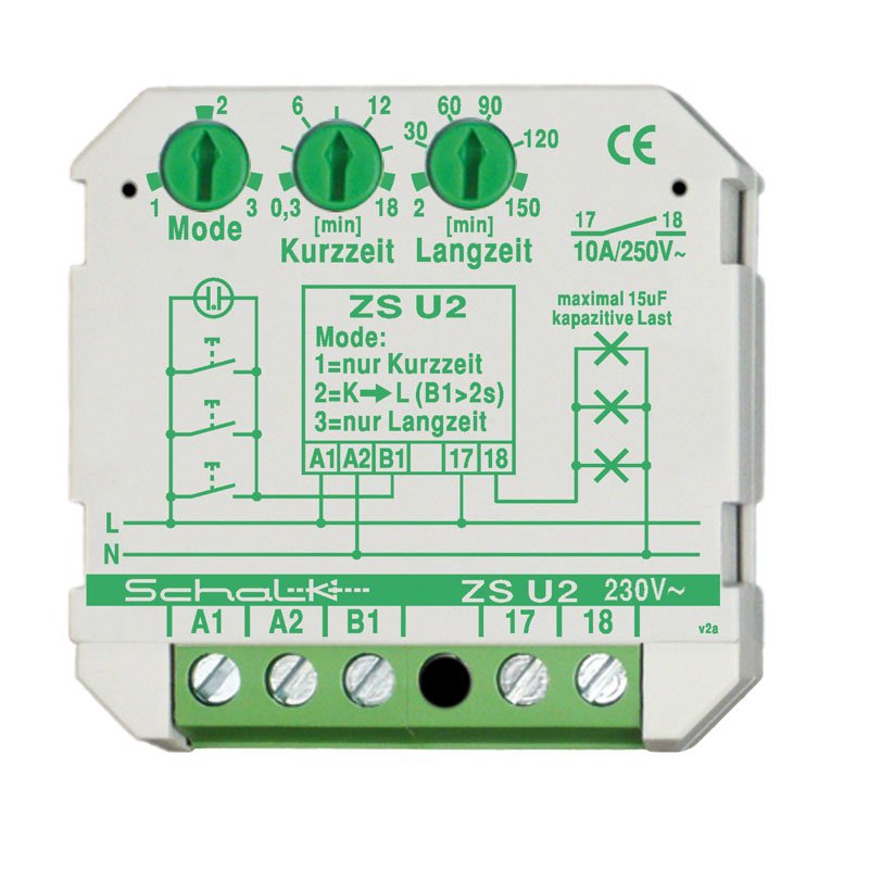 Schalk - Treppenlichtzeitschalter Lichtzeit-Impulsschalter ZS U2 m.3 Modi 1S 16A