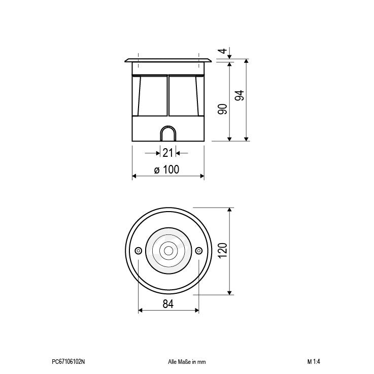 EVN Lichttechnik - Bodeneinbauleuchte P-LED Bodeneinbauleuchte PC67106102N 3000K IP67 100-240V