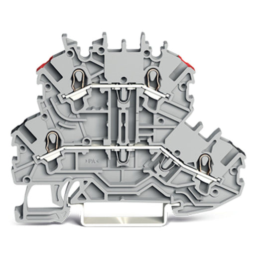 WAGO GmbH & Co. KG - Durchgangs-Reihenklemme Doppelstockklemme 2000-2201/352-000 L/L 1 mm2 grau − 50 Stück