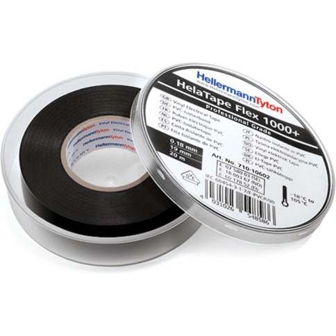 HellermannTyton - Klebeband Premium PVC-Isolierband FLEX1000+19x33 BK 19mmx33m, schwarz − 10 Stück