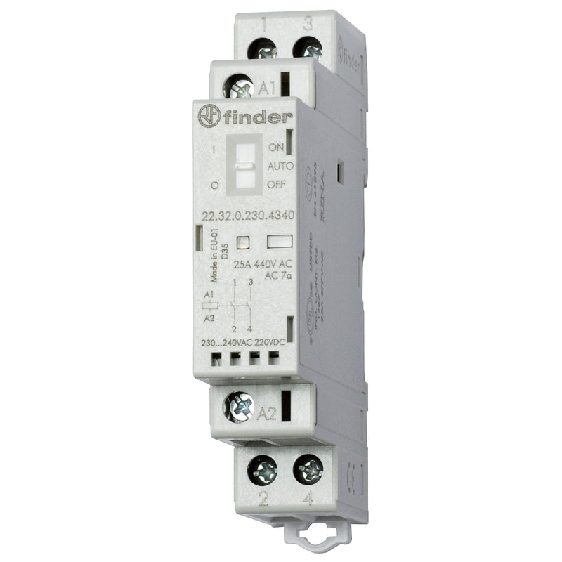Finder - Installationsschütz für Reiheneinbau Installationsschütz 22.32.0.230.4340 230VAC/DC,2S,LED