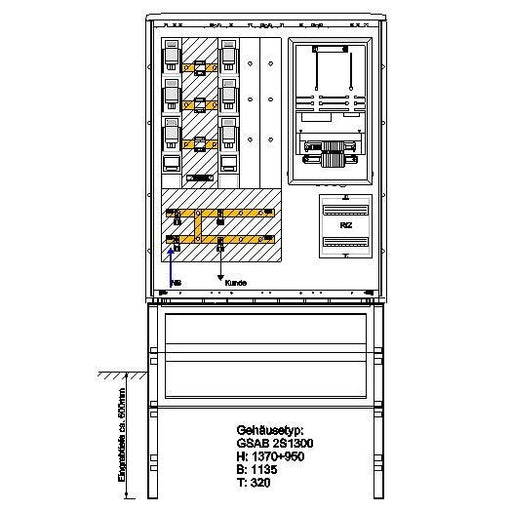 GSAB Elektrotechnik - Zähler-Komplettschrank Wandlermessung 400A 22.W400.001 incl. Sockel