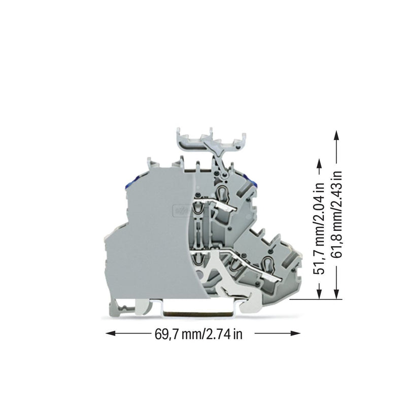 WAGO - Schutzleiter-Reihenklemme Doppelstockklemme 2002-2248/099-000 Abschlussplatte,grau − 50 Stück