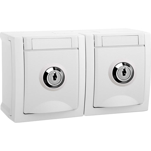 Panasonic - Steckdose abschließb. 2-f. 90591172-DE waag.Nr.2,FR-AP IP54 − 8 Stück