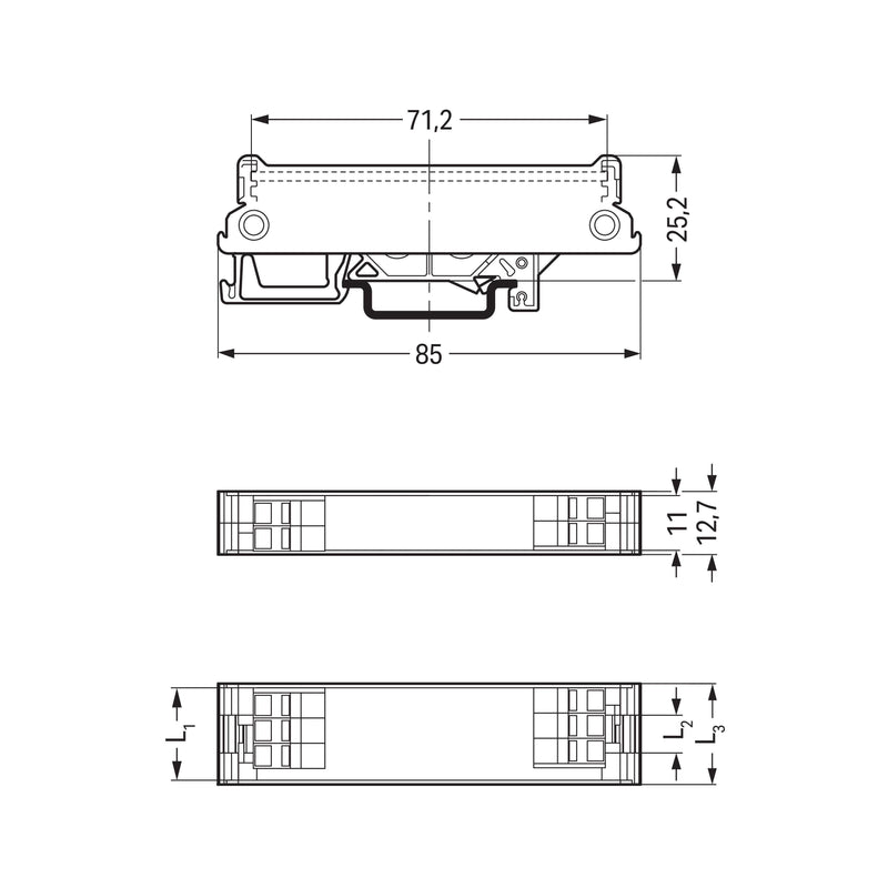 WAGO - Elektronik-Leergehäuse Strangprofil 288-600 85mm