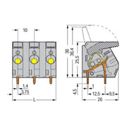WAGO - Leiterplattenklemme Hebel 2706-204 6mm²,grau − 30 Stück