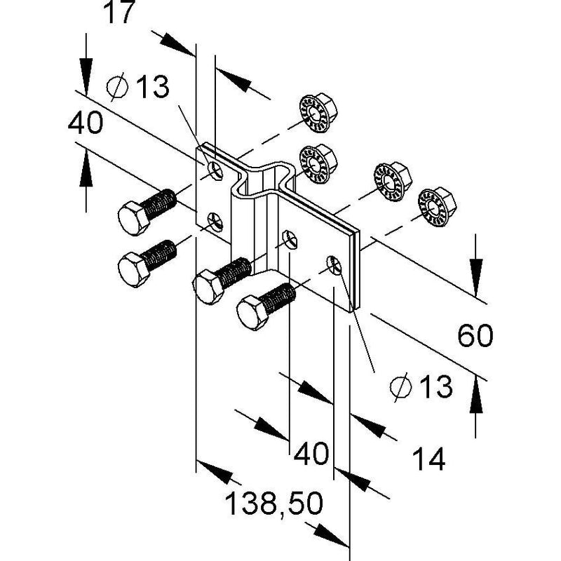 Niedax - Verbinder für Stiel/Profilschiene T-Verbinder VBIQ 80/140 (1Paar)