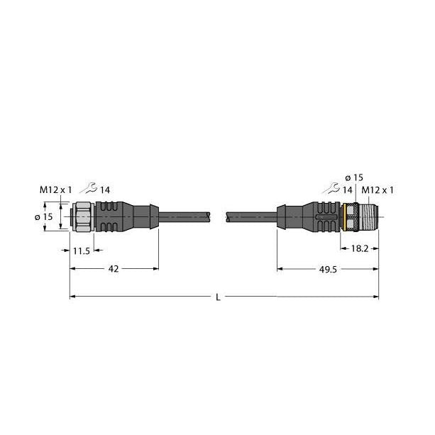 Turck - Konfektioniertes Sensor-Aktor-Kabel Aktuator- u. Sensorleitung RKCV4.4T2RSC4.4T/TXL PUR