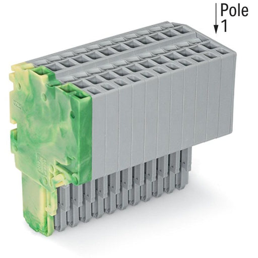 WAGO - Ein- und mehrpolige Klemmenleiste 2-Leiter-Federleiste 2020-213/000-037 1,5mm²,gn-ge/gr − 10 Stück