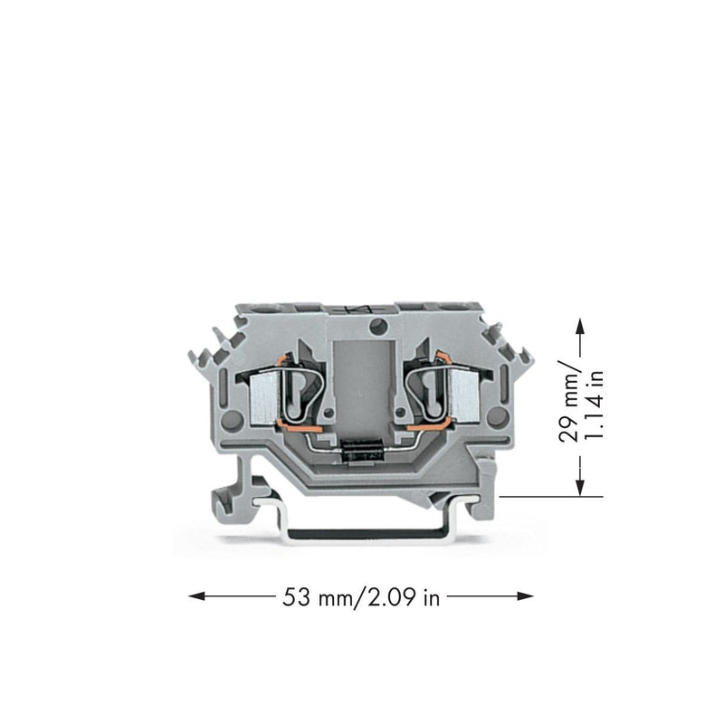 WAGO - Bauelement-Reihenklemme Diodenklemme 2-L 281-603/281-411 Schaltung II , grau − 100 Stück