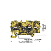WAGO - Durchgangs-Reihenklemme 3-Leiter-Durchgangsklemme 2204-1301/000-053 Drücker,4mm²,dgr-ge − 50 Stück