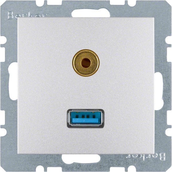 Berker - Einsatz/Abdeckung für Kommunikationstechnik Steckdose USB/3,5mm Audio 3315391404 alu matt
