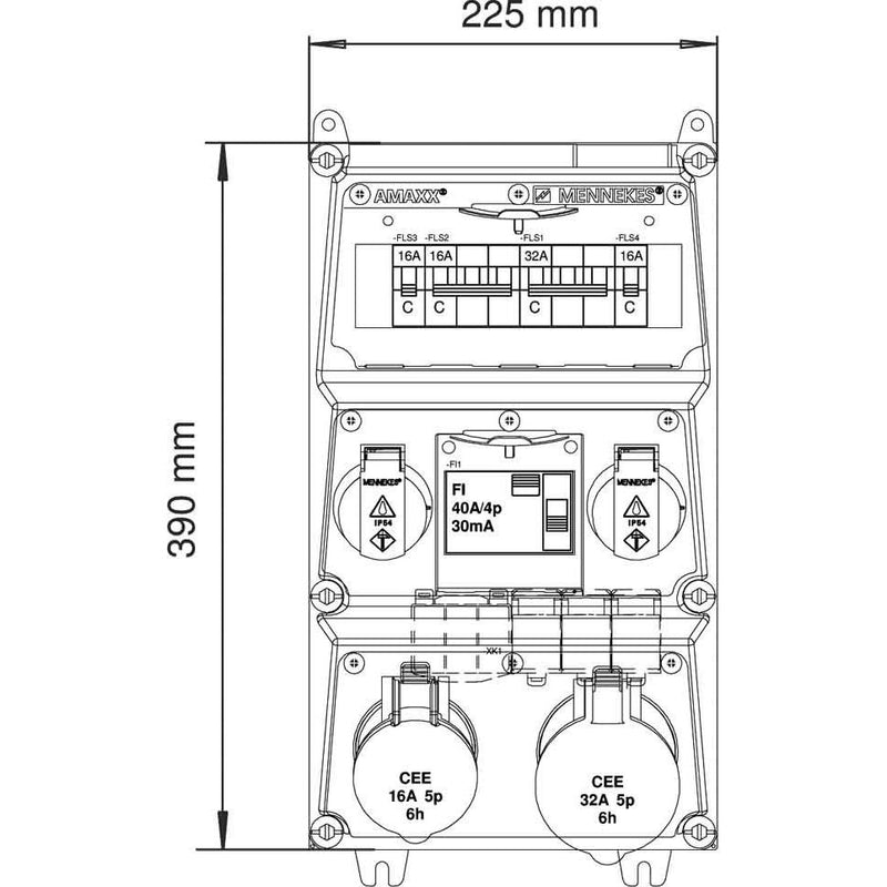 Mennekes - CEE-Steckdosen-Kombination (IEC 60309) Steckdosen-Kombination 930278 AMAXX