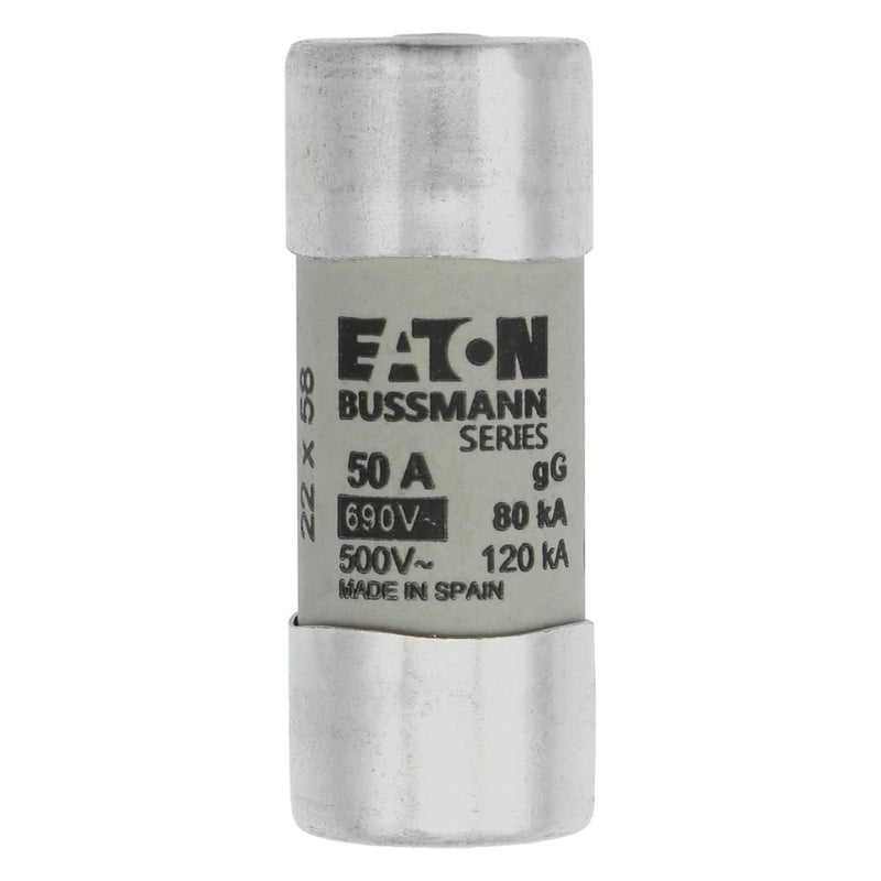 Eaton - Zylindrische Sicherung Sicherungseinsatz Nieders. CYL GG 22,#C22G50S 50A AC 690V 80kA − 10 Stück