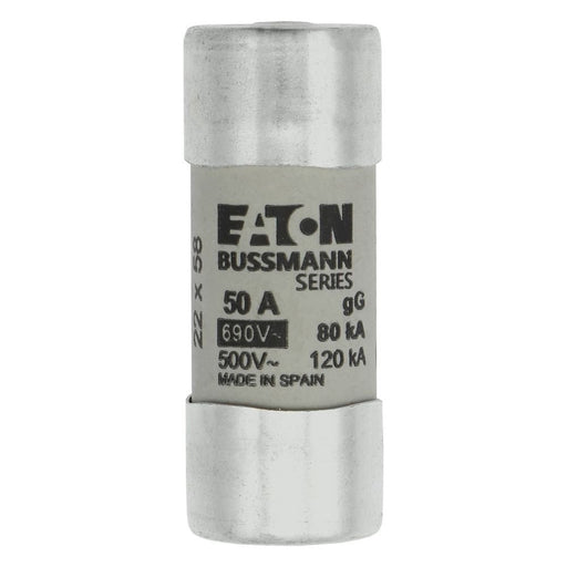 Eaton - Zylindrische Sicherung Sicherungseinsatz Nieders. CYL GG 22,#C22G50S 50A AC 690V 80kA − 10 Stück