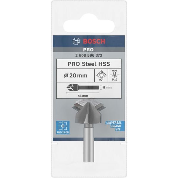 Bosch - Versenkbohrer PRO Steel HSS Kegelsenker, 2608596373 20 x 45 mm, M10