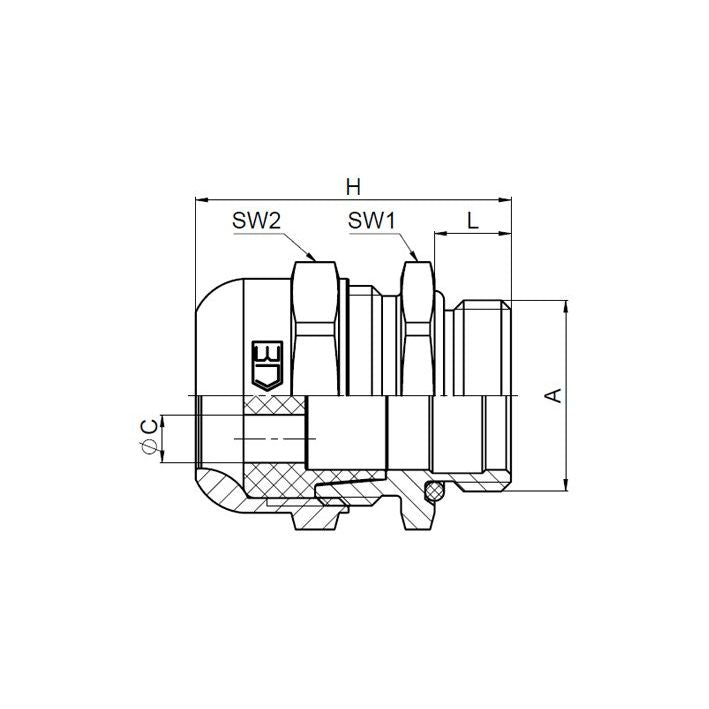 Jacob - Kabelverschraubung K162-1020-00-45 WADI rail M20x1,5 − 50 Stück