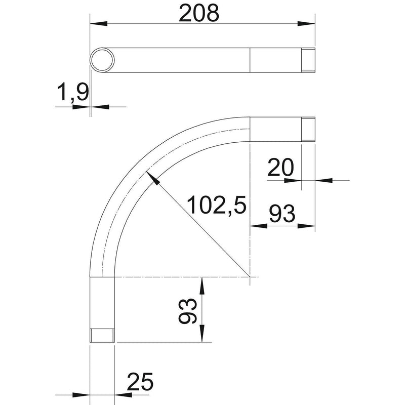 OBO Bettermann - Bogen für Installationsrohre Aluminiumrohrbogen SBM25W ALU m. Gewinde M25x1,5 − 25 Stück