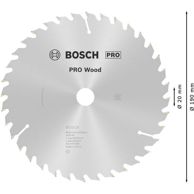Bosch - Kreissägeblatt PRO Wood Kreissägeblatt, 2608640613 190 x 2,6 x 20 mm