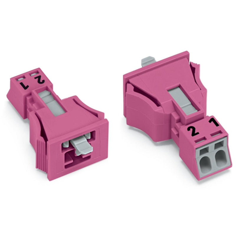 WAGO - Geräteanschluss für steckbare Gebäudeinstallation Snap-In-Stecker 890-792 2-polig,Kod. B,pink − 50 Stück