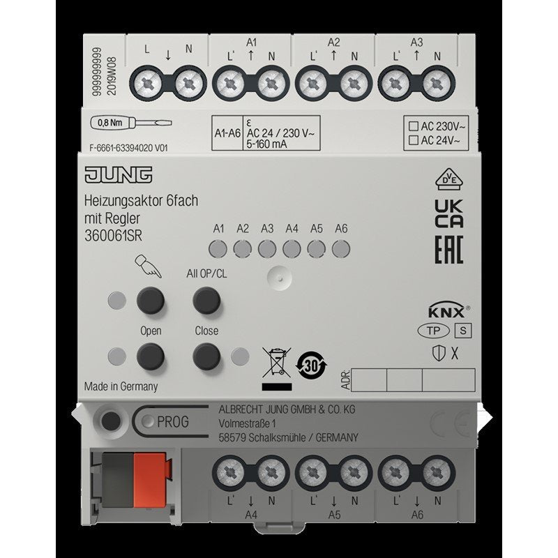 Jung - Bussystem-Heizungsaktor KNX Heizungsaktor 36006 1S R 6fach mit Regler