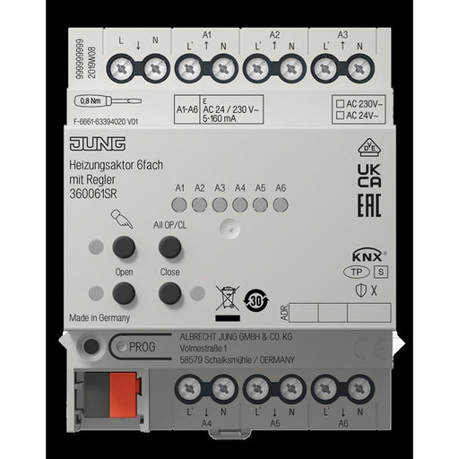 Jung - Bussystem-Heizungsaktor KNX Heizungsaktor 36006 1S R 6fach mit Regler