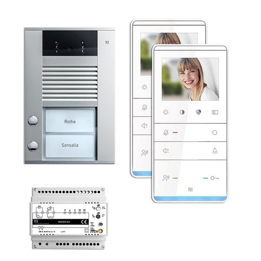 TCS Tür Control - Türsprech-Set Videosprechanlgenset color PVE16020-0010 2 Tasten AP,Freispr