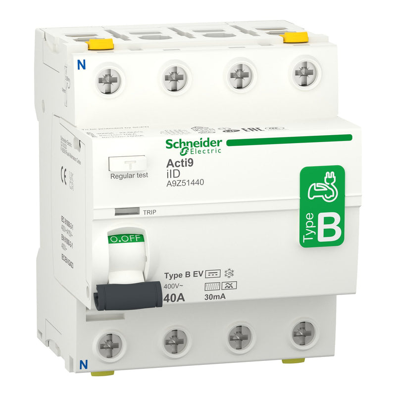 Schneider Electric - Fehlerstrom-Schutzschalter FI-Schalter 4P 40A 30mA A9Z51440 f.E-Ladestation