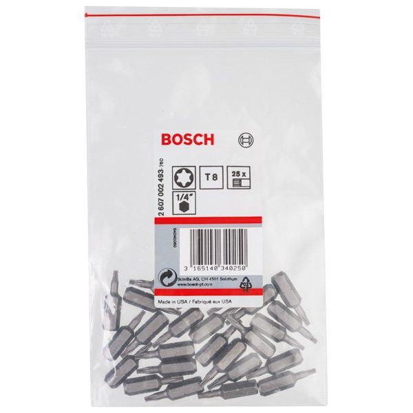 Bosch - Bit Schrauberbit Extra-Hart 2607002493 T8, 25 mm, 25er-Pack