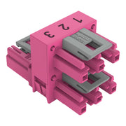 WAGO - Kompaktverteiler für steckbare Gebäudeinstallation h-Verteiler 3-polig 770-1763 Kod. B,pink − 50 Stück