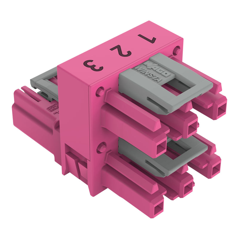 WAGO - Kompaktverteiler für steckbare Gebäudeinstallation h-Verteiler 3-polig 770-1763 Kod. B,pink − 50 Stück