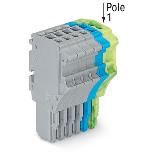 WAGO - Ein- und mehrpolige Klemmenleiste 1-Leiter-Federleiste 2020-106/000-038 1,5 mm²,gr/bl/gn-ge − 25 Stück