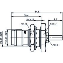 Telegärtner - Koax-Steckverbinder TNC-Einbaubuchse 50Ohm 100023794 cr/cr, G3 (RG178B/U)