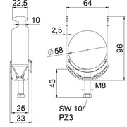 OBO Bettermann - Bügelschelle BS-H1-M-58 A4 52-58mm − 25 Stück