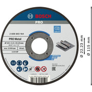 Bosch - Trenn-/Schleifscheibe PRO Metal Trennscheibe, 2608603164 115 x 2.5 x 22.23 mm