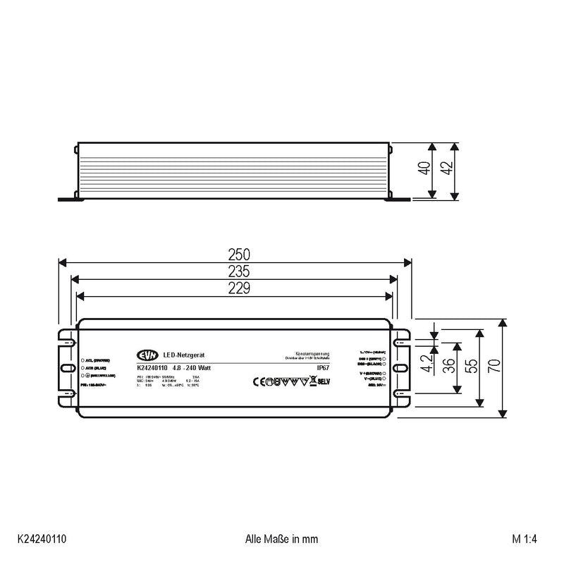 EVN Lichttechnik - LED-Betriebsgerät LED-Netzgerät 24V K24240110 1-10V dimm, IP67