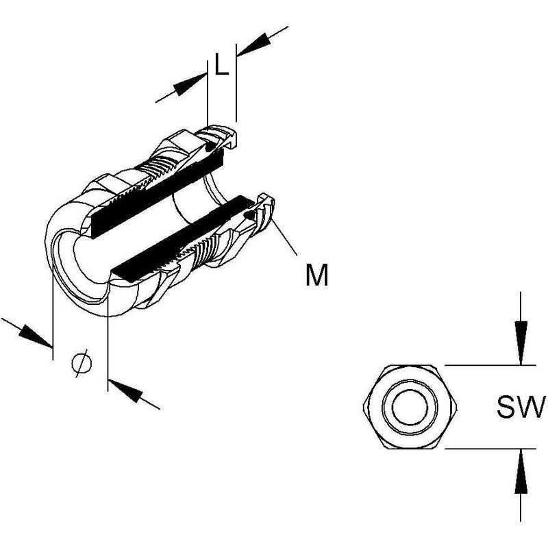 HKL - Kabelverschraubung 2532M12A ms metrisch − 50 Stück