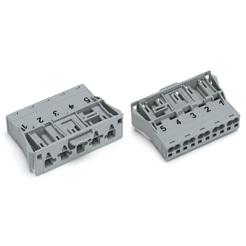 WAGO - Geräteanschluss für steckbare Gebäudeinstallation Snap-In-Stecker 770-755 5-polig,Kod. B,grau − 50 Stück