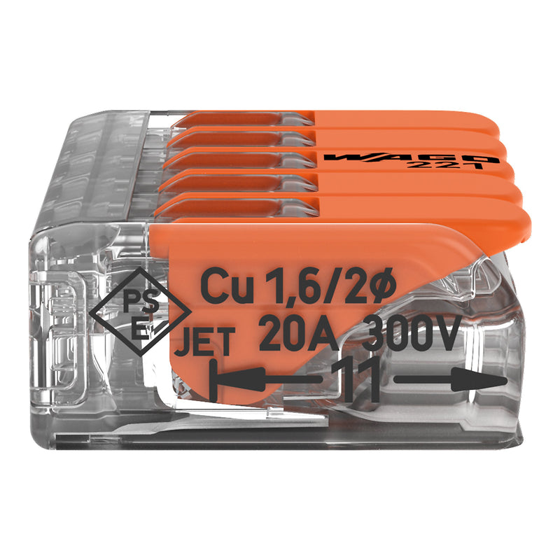 WAGO - Steckklemme Compact-Verbindungsklemme 221-415 5-Leiter bis 4qmm − 25 Stück