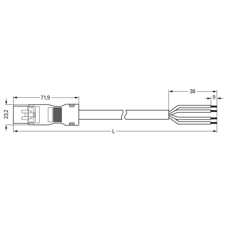 WAGO - Konfektionierte Leitung für steckbare Gebäudeinstallation konfekt. Anschlussleitung 891-8994/205-305 Eca,Stecker