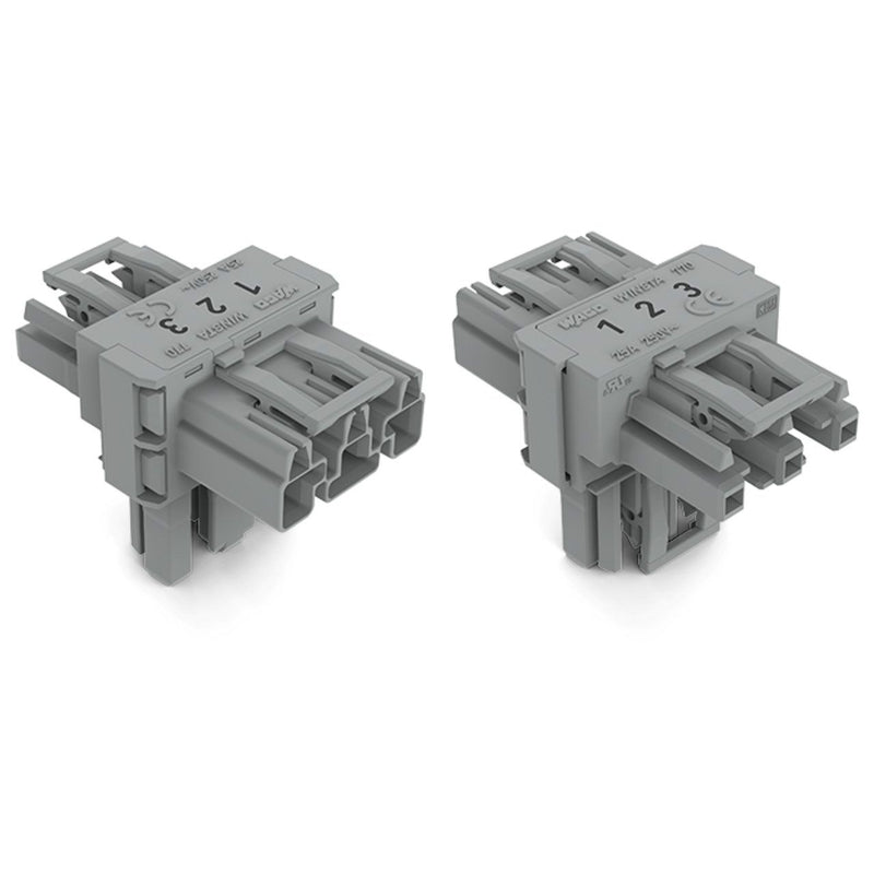 WAGO - Kompaktverteiler für steckbare Gebäudeinstallation T-Verteiler 770-970 3pol.1xSt/2xBu gr − 50 Stück