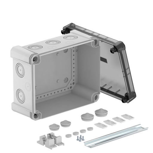 OBO Bettermann - Dose, Gehäuse für Montage auf der Wand/Decke Kabelabzweigkasten X16 R LGR-TR m.transp. Deckel