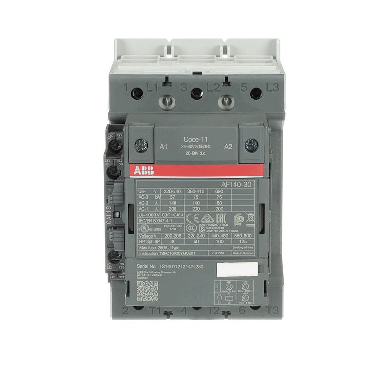 ABB Stotz S&J - Leistungsschütz zum Schalten von Wechselstrom Schütz AF140-30-11-11 50/60Hz / 20-60V DC