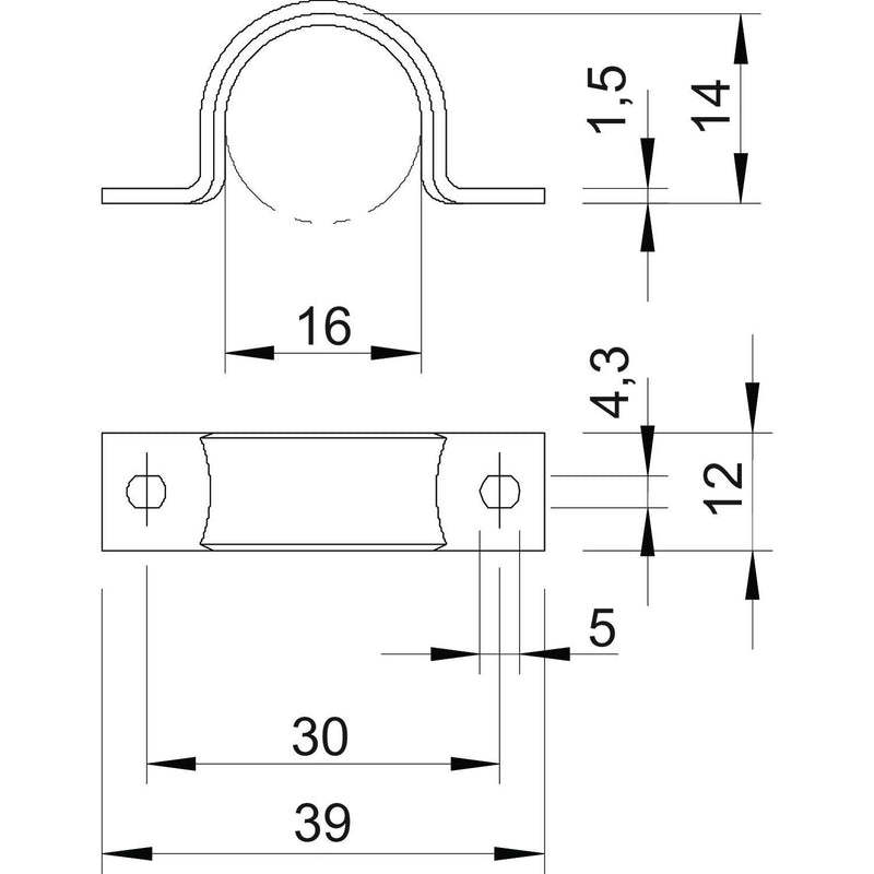 OBO Bettermann - Befestigungsschelle für Kabel/Rohre Leitungsschelle WN 7855 B 16 ge.chromat. − 100 Stück