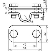 DEHN - Trennklemme für Blitzschutz UNI-Trennklemme UTK 16 FL30 ZP V2A f. Rd 16/Fl 30mm