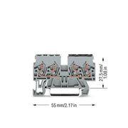 WAGO - Durchgangs-Reihenklemme Doppeldurchgangsklemme 870-826 0,08-2,5/4qmm gr − 100 Stück