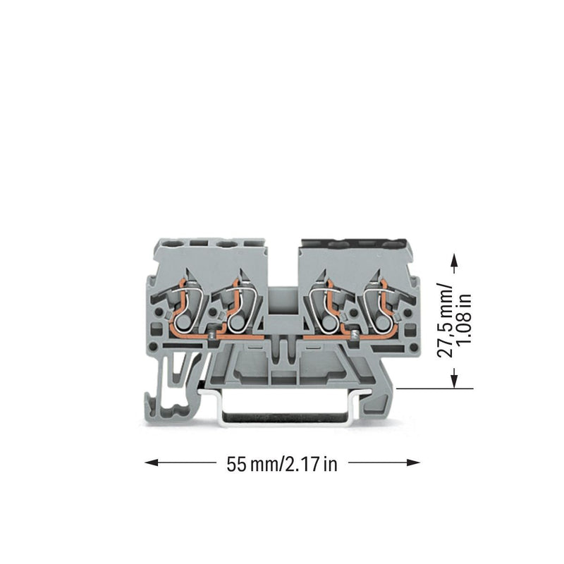 WAGO - Durchgangs-Reihenklemme Doppeldurchgangsklemme 870-826 0,08-2,5/4qmm gr − 100 Stück
