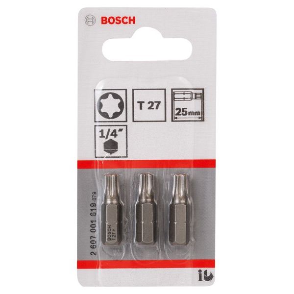Bosch - Bit Schrauberbit Extra-Hart 2607001619 T27, 25 mm, 3er-Pack