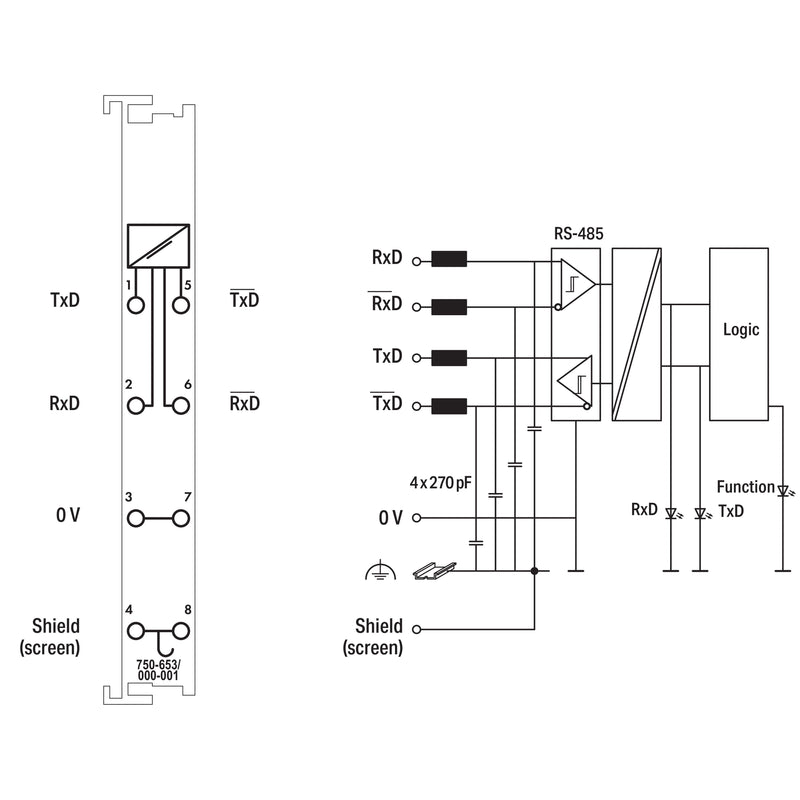 WAGO - Feldbus, Dez. Peripherie - Kommunikations-Modul Serielle Schnittstelle 750-653/000-001 RS-485