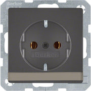 Berker - Steckdose SCHUKO-Steckdose anth/sa 47506086 m. Beschriftungsfeld